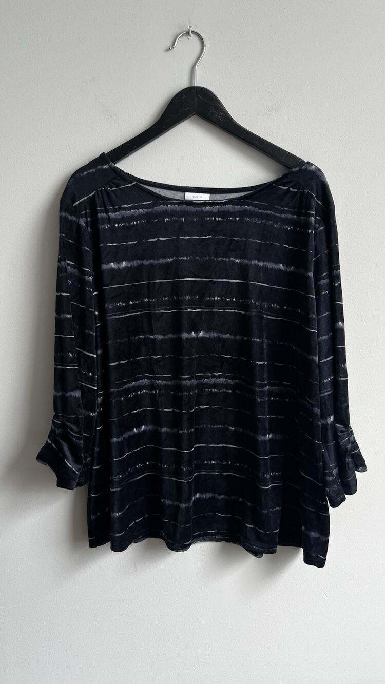 Pure Jill TopStriped Soft Velvet 3/4 Sleeve Knit Top Tunic 2X